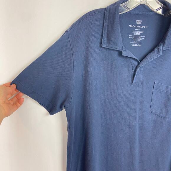 Mack Weldon Vesper Polo Shirt L Navy Blue Mesh Knit FLAW - Picture 11 of 11